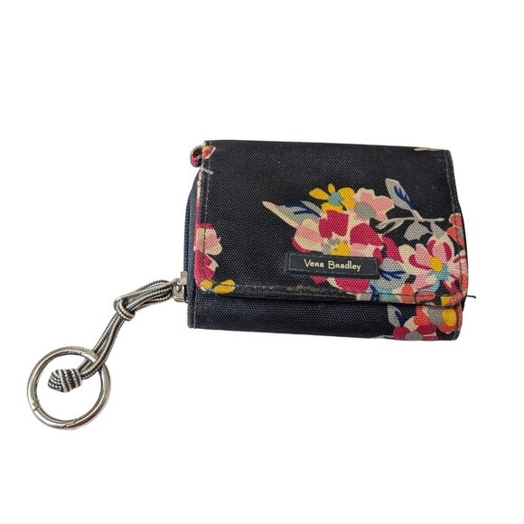 Vera Bradley Trifold Wallet Tossed Posies Design Credit Card Pockets Coins ID - Picture 1 of 8